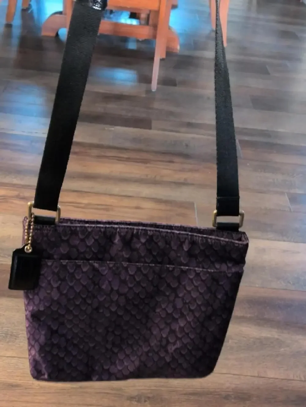 Coach Purple Snake Print File Crossbody Bag